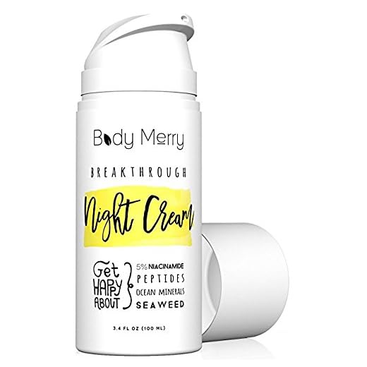 Body Merry Breakthrough Night Cream – Anti-Aging Face Moisturizer with Niacinamide, Peptides and Hyaluronic Acid – Cruelty Free Skin Care for Fine Lines and Wrinkles, 3.4 oz