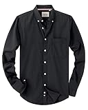 Alimens & Gentle Mens Solid Oxford Shirt Long Sleeve Dress Shirt Work Casual Button Down Shirts with Pocket,Black,X-Large Tall
