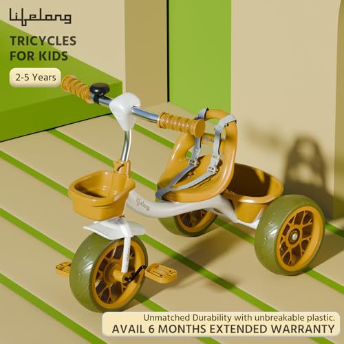 Image of Lifelong Trike Cycle for Kids 2-5 Years | Tricycles for Boy & Girl | Bicycle for Kids with 3 Eva Wheels, Bell & Basket for Toys -30Kg Capacity