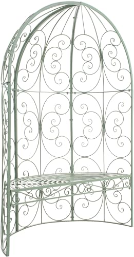 CLP Banc De Jardin Rosie Demi-Cercle I Banquette 2 Places avec Arche A Rosiers en Métal Stable I Demi-Gloriette pour Plantes Grimpantes, Couleur:Vert Antique