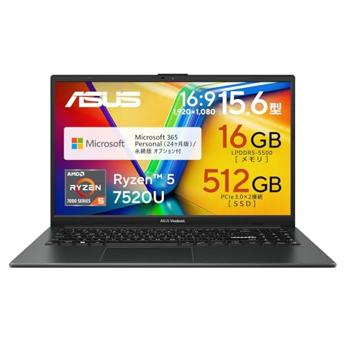 yAmazon.co.jpz ASUS m[gp\R ASUS Vivobook Go 15 E1504FA 15.6C` AMD Ryzen 5 7520U 16GB SSD 512GB Microsoft 365 Personal (24