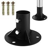 ZUQIAN 2' Chain Link Fence Post Floor Flange, Heavy Duty Round Fence Post Base, Metal Fence Post Flange for...