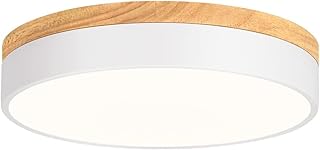 Sponsored Ad - Dimmable Modern Wood Ceiling Light, White LED 5CCT 2700K-6000K Flush Mount Ceiling Lighting Fixture, Round Light Fixtures for Kitchen Entryway Hallway Bedroom Laundry Room-11.8in