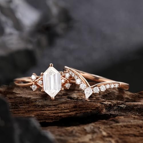 Moissanite Engagement Ring for Women 1CT Pear Cut Ring S925/10K/14K/18K Curved Moissanite Matching Ring Women Promise Rings Set Gift For Her Size3-132