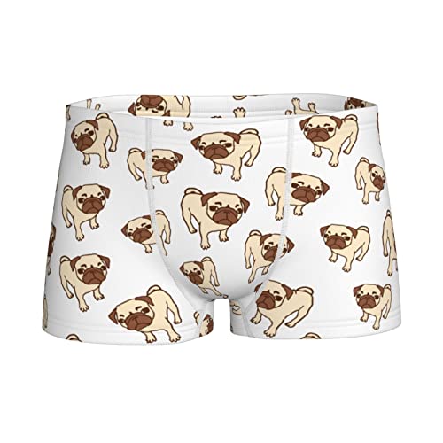 Blueberry Boxer confortable pour garçon en coton doux respirant et durable, Chiens carlins., Taille XXS