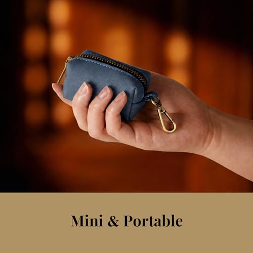 Image of Didog PU Leather Dog Poop Bag Holder, Easy-Pull with Metal Clip, Blue