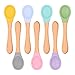 Vicloon Cucchiaio per Bambini, 7Pcs Cucchiaino Svezzamento in Silicone, Cucchiai per Alimentazione per Neonati, Posate Cucchiaio Porridge per Bebè, Ecologico e Senza BPA