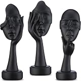 ZJ Whoest 3 Pcs Thinker Statue. See No Evil Hear No Evil Speak No Evil Small Shelf Decor. Abstract Art Sculptures for Bedroom Bookshelf Coffee Table Decor for Living Room.Gifts for Women