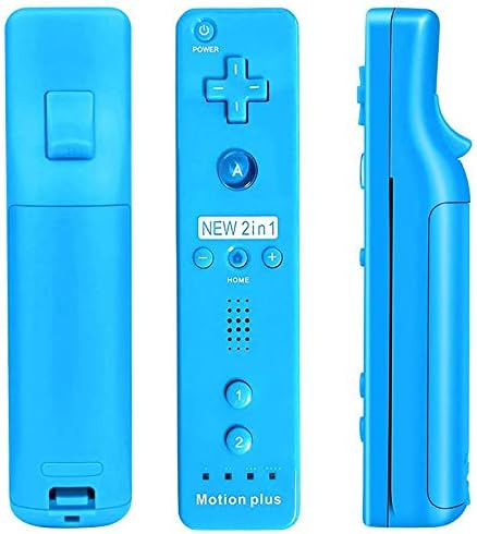 QUMOX Remote Game Control, Built-in Motion Plus Remote and Nunchuk Controller with Silicon Case for Wii and Wii U (Blue)