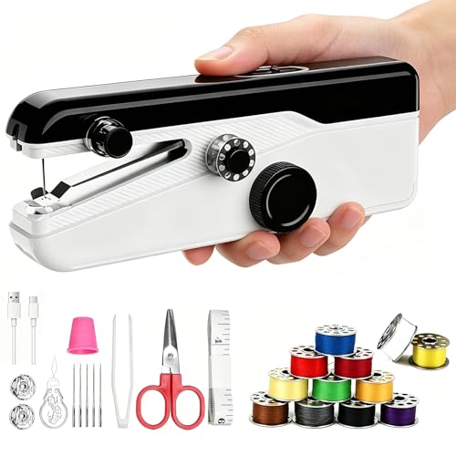 Handheld Sewing Machine, Heavy Duty Mini Sewing Machine 2-Speed 2 Power Modes Quick Sewing Kit Hand...