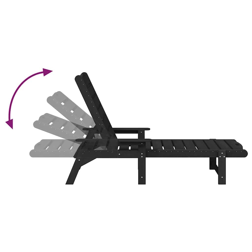 Set di 2 lettini prendisole in polietilene, 195,5 x 53 x 98,5 cm, resistenti alle intemperie, portata 220 kg, per giardino, terrazza, balcone, piscina, spiaggia e benessere