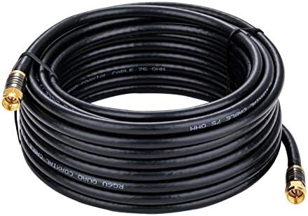 Cables Direct Online 50ft Black Quad Shield RG6 Coax Cable F Pin Coaxial Tip BNC Extension Wire for Satellite Dish Cable TV Antenna