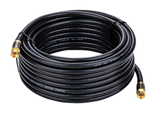 Cables Direct Online 100ft Black Quad Shield RG6 Coaxial Cable, F Pin and BNC Extension Wire for Satellite Dish, Cable TV, Antenna - Digital HD 3GHz Coax Cord with Weatherproof Connectors by Cables Direct Online - Used condition - US$20.25