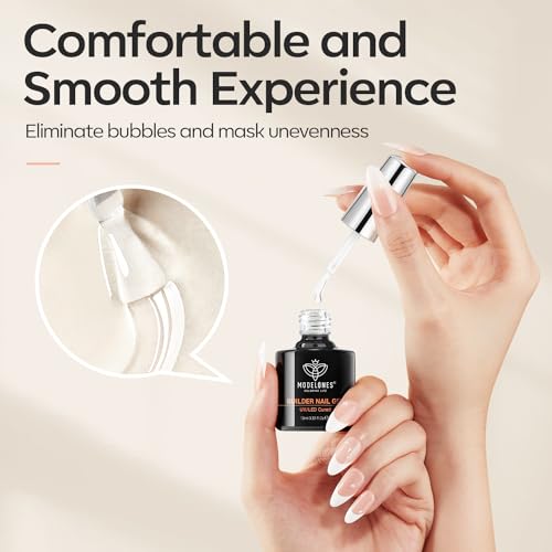 Image of modelones Builder Nail Gel, 2 Pcs Clear Builder Nail Polish, 8-in-One Rubber Color Hard Gel Base Coat for Apex Building Thickening Extension DIY Home Salon Gifts LED Lamp Cured