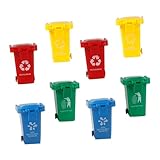 HONITANO 8 Piezas Botes de Basura de Plástico para Mini Papeleras con Tapa Deslizante Juguetes Educativos para Clasificación y Reciclaje Colores Brillantes Resistente y Seguro para