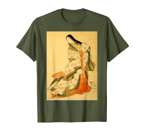 ONO no Komachi The Poetess Japanese Poem Writer Waka Poet T-Shirt, Men, Olive Green, Medium