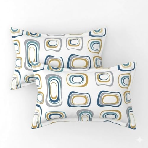 Image of Cotton Bolls Textiles Glace Cotton Flat Bedsheet 90x90 Inch with 2 Pillow Covers - Soft Breathable Glace Cotton, Printed Bedding Set for Double Bed