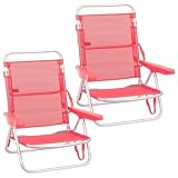 LOLAhome Pack 2 Sillas Playa Plegables Coral, Reclinable