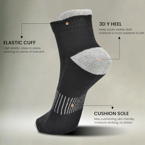 Cotton Anti-Blister Low Cut Cushioned Breathable Running Athletic Ankle Tab Running Socks for Men- (Pack of 6)4