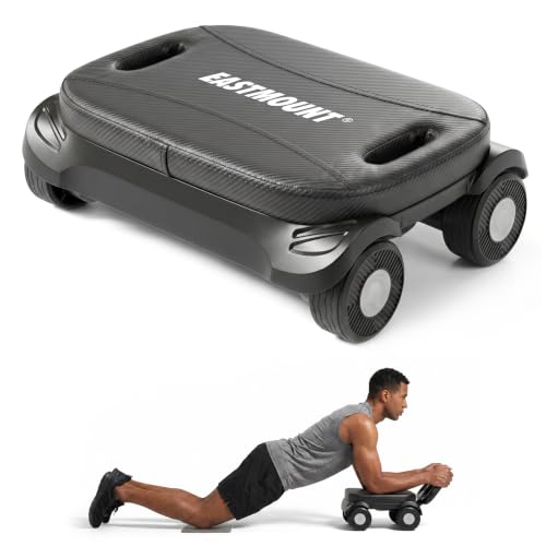 EAST MOUNT Ab Roller Wheel - Ab Roller with Elbow Support for Core Workout Belly Fat Automatic Rebound Abdominal Wheel for Women Men Home Gym Equipment (Black)