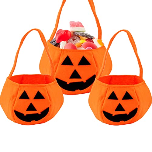 Halloween Kürbis Candy Bag, 3 Stück Kürbis Sammeltasche,Kürbis Tasche, Halloween Süßigkeits Tasche, Trick or Treat Tasche, für Halloween Party Decor (A) Cover