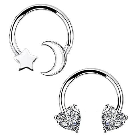 CHARMONLINE Septum Ring Horseshoe Hoop Earring Cartilage Earring Hoop 16G 316L Surgical Steel Cartilage Earring Hoop Nose Ring Flower Captive Bead Rings Tragus Daith Rook Helix Piercing Body Jewelry Cover
