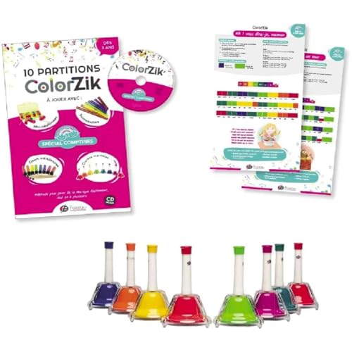 Coffret ColorZik Fuzeau avec 8 cloches colorées et livre de comptines 78242