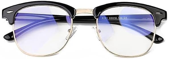 Unisex-Adult Saros Uv Protection, Anti Blue Rays Harmful Glare Computer Eyewear Glasses (Club Master Shiny Black Silver/Computer Blue Blocking Clear Lenses)