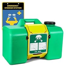 8-Gallon Portable Eye Wash Station Emergency Eyewash Station Wall Mount Self-contained Eye Wash Station for First Aid, Gravity-Flow Eye Wash OSHA Compliant, with a Emergency Sign, Green