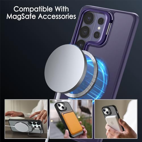 Image of TheGiftKart for Samsung S26 Ultra Case | Shockproof Hard Back Cover | Built-in Stand | Hybrid Shockproof Galaxy S26 Ultra Cover (PC & TPU, Matte Frosted Back, MagSafe Compatible, Translucent Violet)