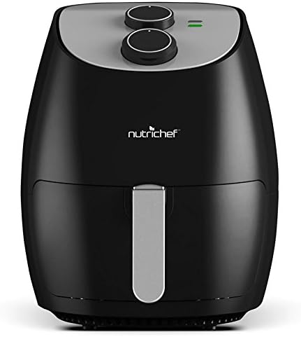 NutriChef 2.7 Qt Air Fryer Oven - w/ Rotary Controls - Electric Hot Convection Power Stainless Steel Kitchen Multi Cooker w/ Basket, Pan - Cooks Healthy Oil-Less Recipes - AZPKAIRFR25 (Black)
