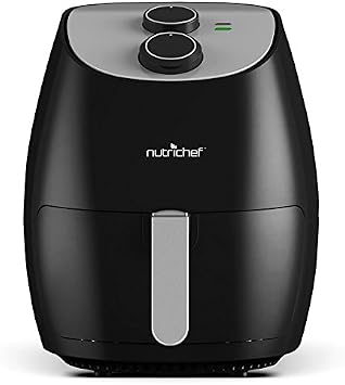 NutriChef 2.7 Qt Air Fryer Oven - w/ Rotary Controls - Electric Hot Convection Power Stainless Steel Kitchen Multi Cooker w/ Basket, Pan - Cooks Healthy Oil-Less Recipes - AZPKAIRFR25 Black