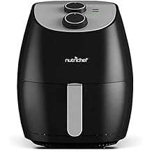 NutriChef 2.7 Qt Air Fryer Oven - w/ Rotary Controls - Electric Hot Convection Power Stainless Steel Kitchen Multi Cooker w/ Basket, Pan - Cooks Healthy Oil-Less Recipes - AZPKAIRFR25 Black