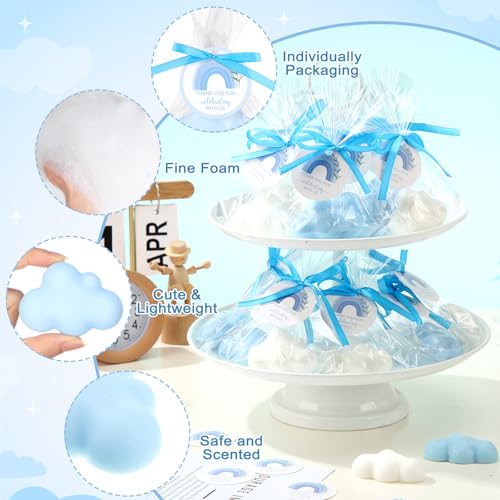 Image of Demissle 40 Sets Cloud Baby Shower Favors Cloud Handmade Scented Soaps Cartoon Story Party Favors with Thank You Cards for Guests Baby Shower Wedding Birthday Party Return Gifts (White,Blue)