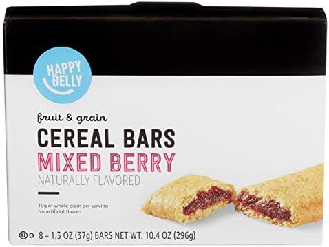 Amazon Brand - Happy Belly Fruit & Grain Cereal Bars, Mixed Berry, 8 Count