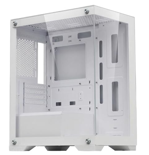 KAGAMI H-1 M-ATX/ITX 自作用PCケース ホワイト 強化ガラス スチール コンパクト設計 ゲーミング ケーブルマネジメント RGB対応可能