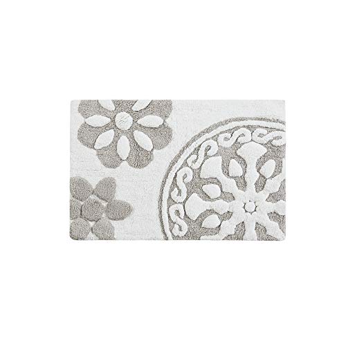 Madison Park Casablanca 100% Cotton Tufted Bathroom Rugs Luxurious Plush Medallion Floral Pattern Bath Mat Absorbent, Quick Dry, Spa Design Shower Room Décor, Rectangle 20" X 30", Taupe #TOP1