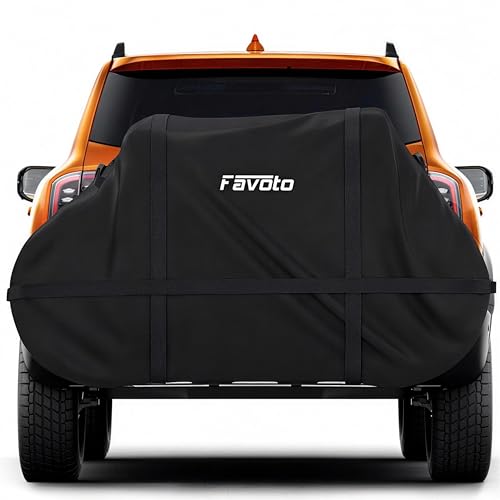 Favoto Bike Cover for Transport 2 Bikes - Waterproof Outdoor Bicycle Cover on Rear Bike Rack, 600D Thicken Oxford Heavy Duty Bike Rack Covers for 2 Bikes on Hitch Travel Storage