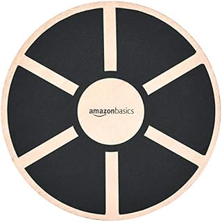 AmazonBasics Wood Wobble Balance Board - 16.2 x 16.2 x 3.6 Inches, Black