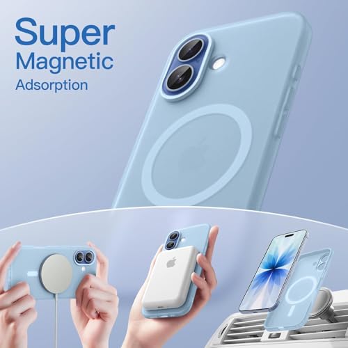 Image of DIZORO Matte Case for iPhone 17 6.3-Inch Compatible with MagSafe, Camera Lens Full Protection, Shockproof Translucent Frosted TPU Soft Phone Cover, Anti-Fingerprint (Sky)