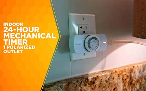 Woods 50101Wd Indoor 24-Hour Mechanical Timer; 1 Polarized Outlet; Standard Body #TOP1