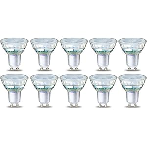 Amazon Basics Ledlampen, GU10-spots, 4 W (komt overeen met 50 W gloeilamp), helder filament, niet dimbaar, 10 stuks