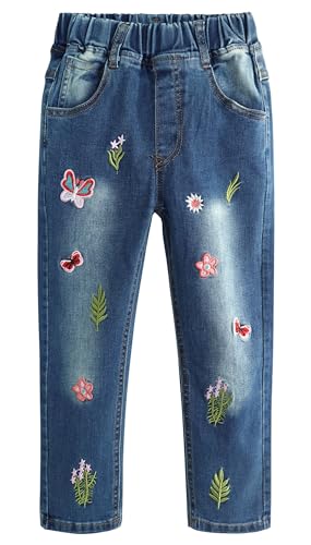 Girls Stretch Denim Jeans Elastic Waist Pants