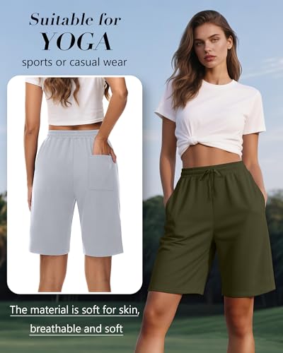 3 Pcs Women Quick Dry Shorts High Waisted Bermuda Shorts for Yoga Athletic Drawstring with Pocket4