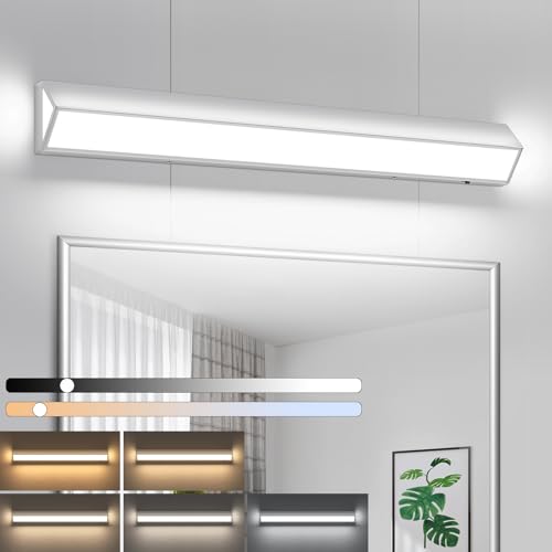 Image of LED Modern Bathroom Vanity Light Fixtures (40-Inch, 5CCT, Dimmable), Modern Acrylic Bathroom Wall Lighting Fixtures Over Mirror, Chrome