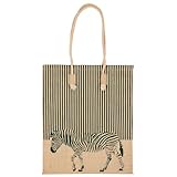 Design Unique : Motif zèbre sur fond rayé Gris Jungle, style tendance qui se démarque pour vos sorties shopping et courses quotidiennes Grande capacité : Dimensions de 47 x 15 x 37 cm, parfait pour les courses, la plage, le travail ou le shopping. Ré...