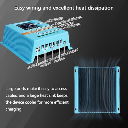 Y&H MPPT 80A Solar Charge Controller 12V 24V 36V 48V LCD Display Battery Intelligent Regulator Max 100V Input Dual USB for Lead-acid/Lithium