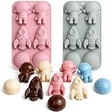 2 Pack Rocket Silicone Mold Space Adventure Astronaut Silicone Mold Food Grade Non-Stick Silicone Molds 3D Astronaut Rocket Earth Cake Mold for Chocolate Candy Fondant Resin Epoxy Handmade Soap Ice