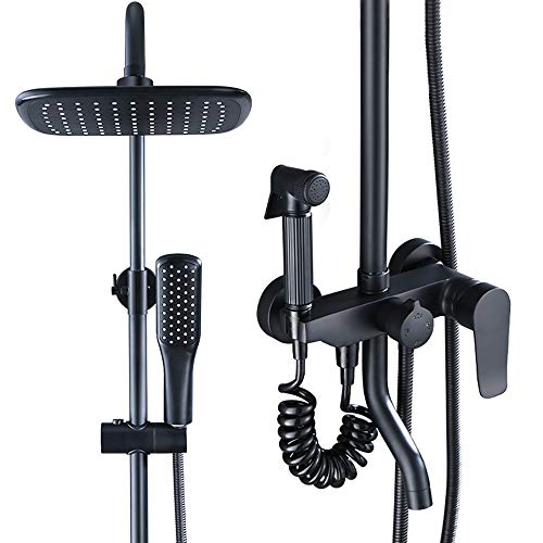 Schwarzkupfer-Hahn-Badezimmer Haus Dusche Kit, Multi-Funktions-Druck Badezimmer Duschkopf Wand Scrub Dusche Kit