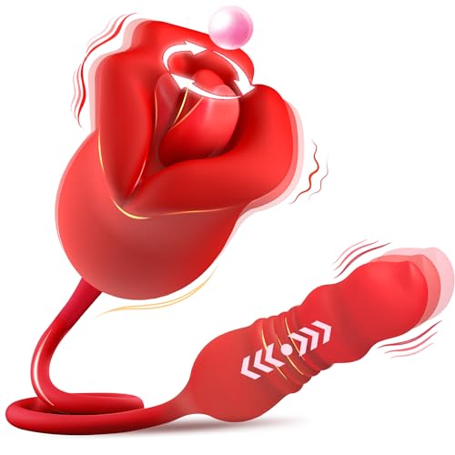Rose Tongue Vibrator Adult Sex Toy for Couples,Sex Stimulator for Women with 7Tongue Licking & Thrusting Dildo G Spot Vibrators,Sex Toy Clitoral Nipple Licker for women Sexual Pleasure Tools for Women